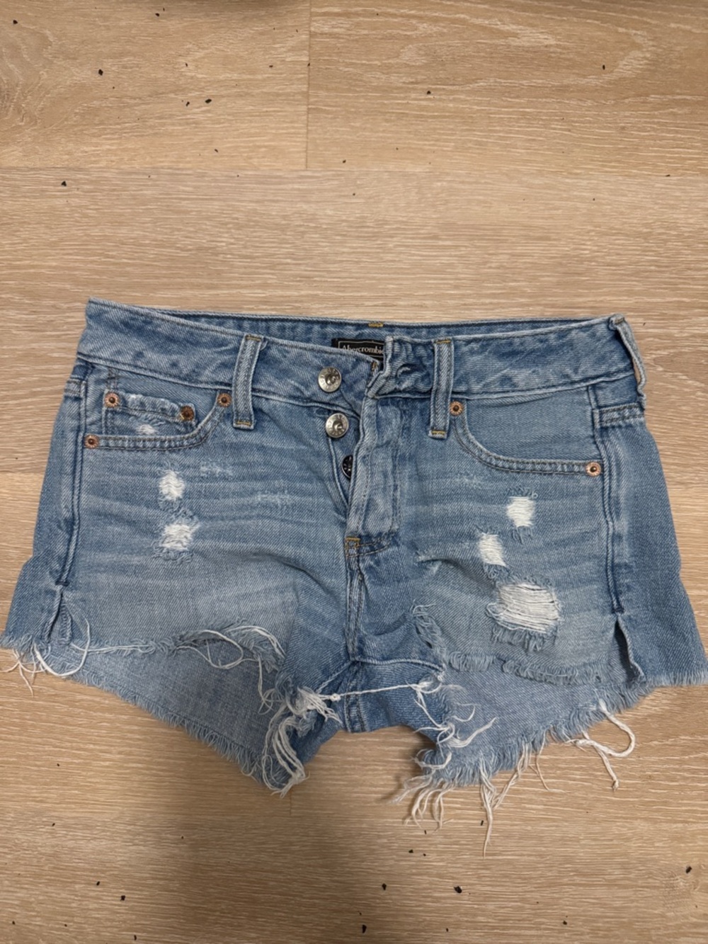Abercrombie & Fitch Light Blue Distressed Cutoff Denim Shorts